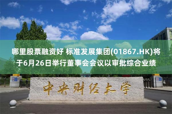 哪里股票融资好 标准发展集团(01867.HK)将于6月26日举行董事会会议以审批综合业绩