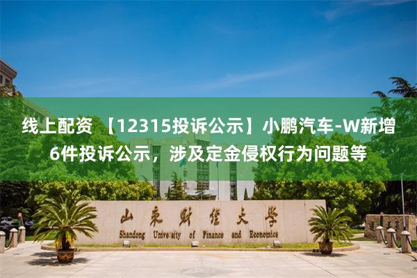 线上配资 【12315投诉公示】小鹏汽车-W新增6件投诉公示，涉及定金侵权行为问题等